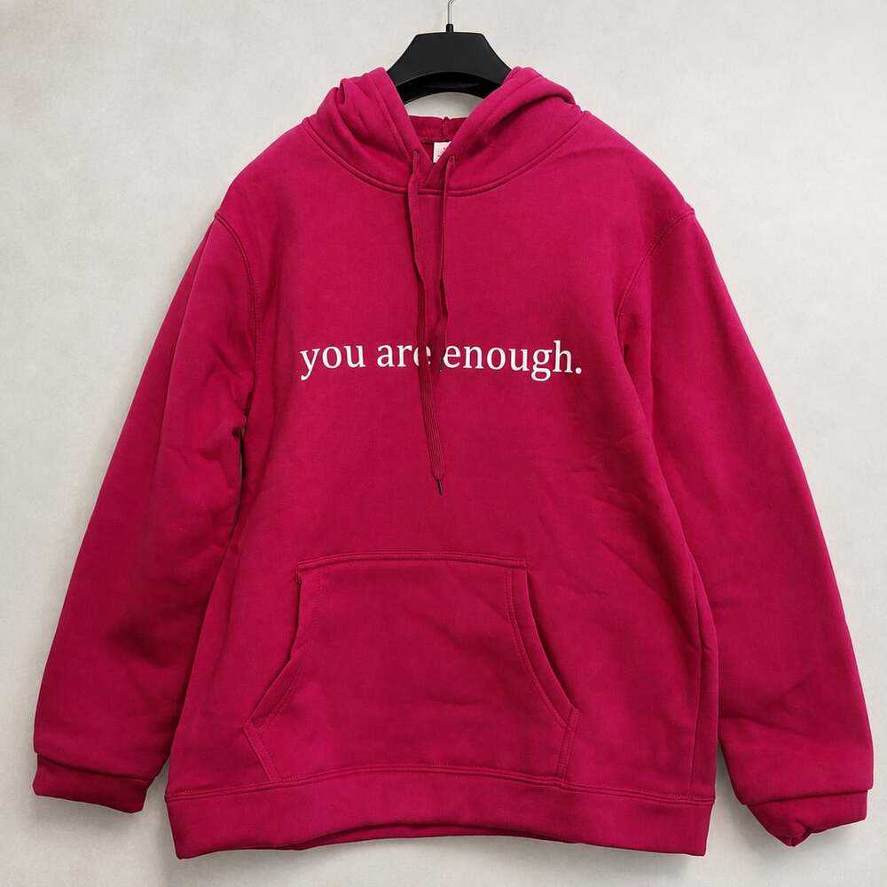 Unbranded Red Graphic Hoodie XL You Are Enough Positive Message Pullover